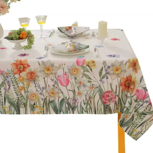 Miniatura 8 de SASTYBALE - Mantel floral de verano, rectangular de 52 x 70 pulgadas, estampado de flores coloridas, mantel impermeable para exteriores, a prueba
