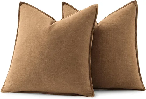 Miniatura 6 de MIULEE - Juego de 2 fundas de almohada decorativas de lino, estilo bohemio, rústico, neutral, para sofá, cama, 16 x 16 pulgadas, color marrón