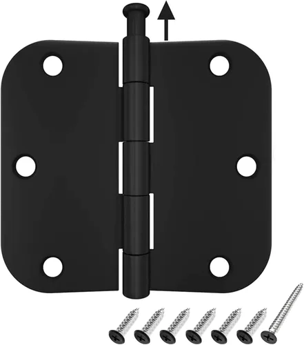 Miniatura 14 de HOSOM Paquete de 36 bisagras de puerta color negro mate de 3.5 x 3.5 pulgadas, bisagras interiores de puerta de 3 1/2 pulgadas redondeadas con Negro