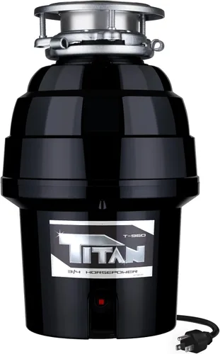 Miniatura 8 de TITAN 10-US-TN-560-3B Sistema de eliminación de basura con impulsores de acero inoxidable y componentes de rejilla, negro (1/2 HP Economy)