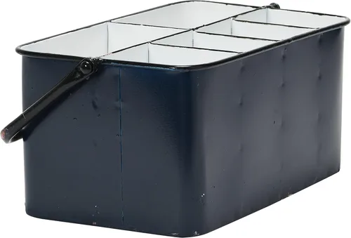 Miniatura 7 de Creative Co-Op Carrito de almacenamiento de metal con 6 compartimentos y asa, color azul y blanco envejecido