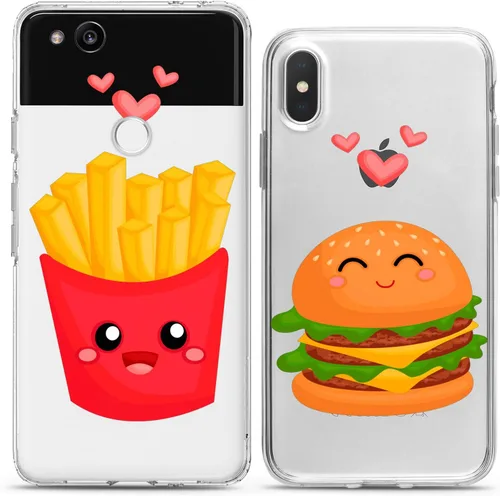 Miniatura 8 de Fundas a juego para parejas compatibles con iPhone 15 14 13 12 11 Pro Max Mini Xs 6s 8 Plus 7 Xr 10 SE 5 papas fritas transparente comida chatarra
