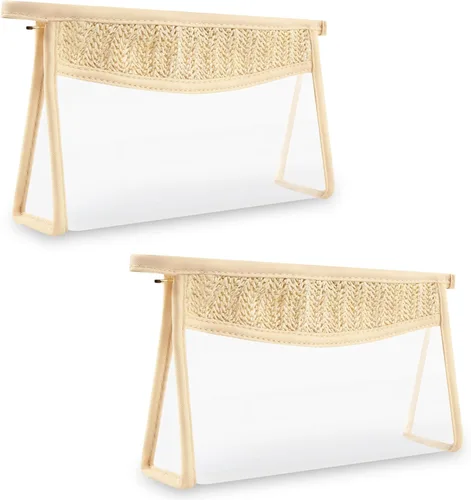 Miniatura 25 de Bolsa de maquillaje transparente bohemia con cremallera para cosméticos, bolsa de aseo transparente, bolsa de aseo de viaje, pequeña bolsa de letras