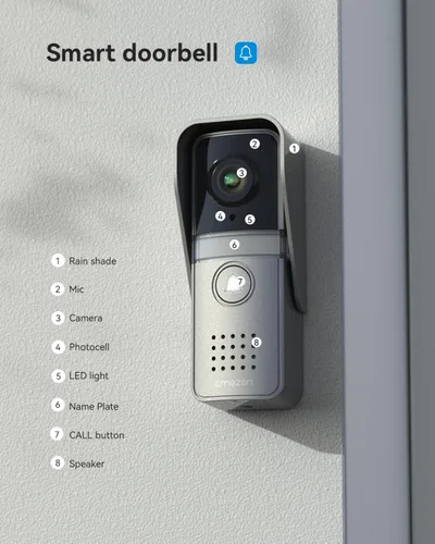 Miniatura 2 de TMEZON Sistema de intercomunicador con vídeo con cable, timbre de puerta de vídeo de 7 pulgadas con soporte de visión nocturna, desbloqueo remoto