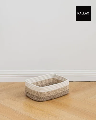 Miniatura 9 de Cesta tejida pequeña, 12 x 8 x 4.5 pulgadas, cesta de almacenamiento para organizar, bonita canasta de cuerda pequeña para estante de armario, cubos