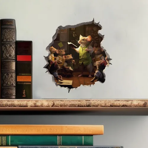 Miniatura 2 de Adhesivo de pared 3D con agujero de ratón para profesor masculino