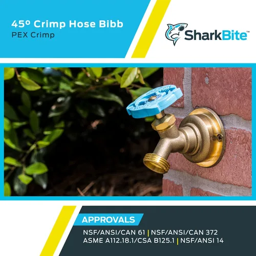 Miniatura 5 de SharkBite 1/2 x 3/4 pulgadas MHT latón crimpado manguera de 45 grados Bibb, tubo PEX, PE-RT, UC24632Z