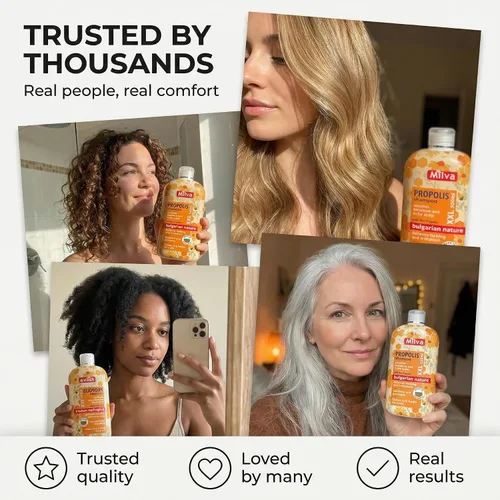Miniatura 7 de Milva Itchy Scalp Shampoo with Propolis - 17 Fl Oz Natural Anti Dandruff Dry Scalp Treatment with Honey Bee Soothing Formula for Irritated, & Flaky