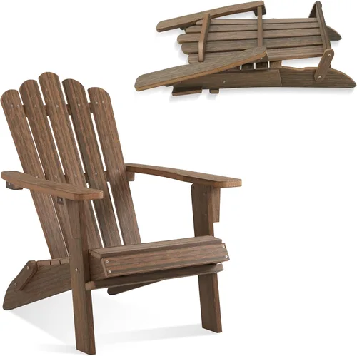 Miniatura 11 de Juego de 2 sillas Adirondack apilables, duraderas, resistentes a la intemperie, asientos de patio al aire libre, sillas de madera de polietileno