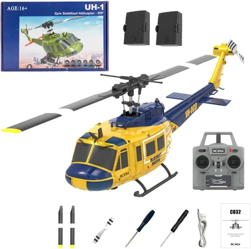 Miniatura 15 de C032 UH-1 Huey Helicóptero RC para adultos, escala 1/48 2.4G 6CH Flybarless Stunt RC Plane giroscopio de 6 ejes posicionamiento de flujo óptico
