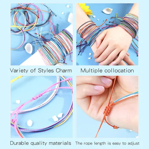 Miniatura 3 de Dcfywl731 16 pulseras onduladas de cuerda para adolescentes y niñas, coloridas hechas a mano, trenzadas, pulseras de amistad, pulseras bohemias