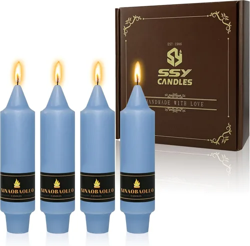 Miniatura 49 de Candelabros cortos de 5 pulgadas con velas cónicas verde oscuro, 4 piezas para cena, hogar, boda, fiesta, decoración