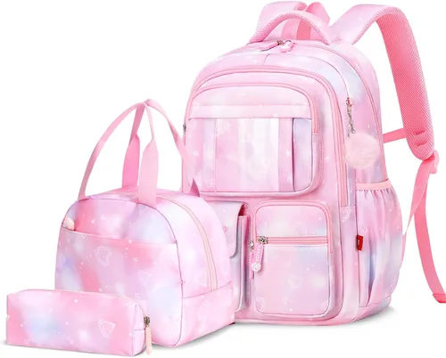 Miniatura 9 de Tanou Mochila con lonchera para niñas, Rosado, Juego de mochila escolar para niña