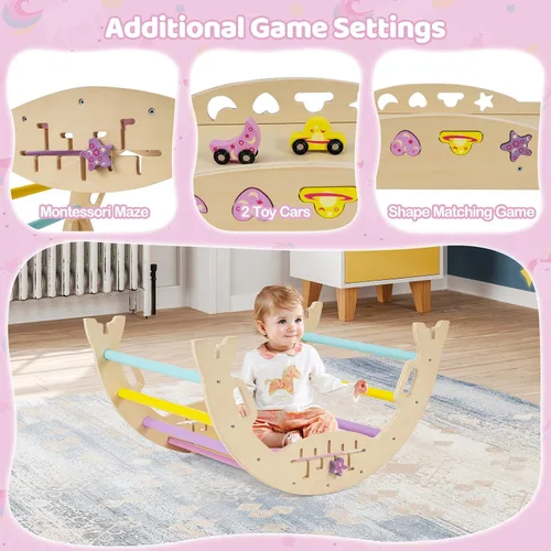 Miniatura 4 de Costzon Pikler - Juego de triángulos plegables 9 en 1, juguetes de escalada para bebés, juego de escalada Montessori de madera para aprendizaje