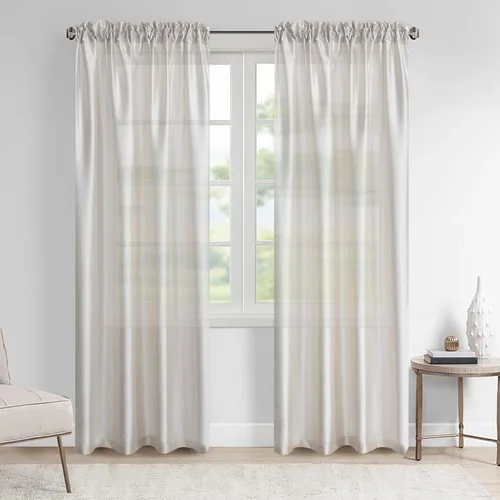 GYROHOME Cortinas semitraslúcidas de seda sintética, color beige, filtrado de luz solar, protegen la privacidad, con bolsillo para barra, cortinas