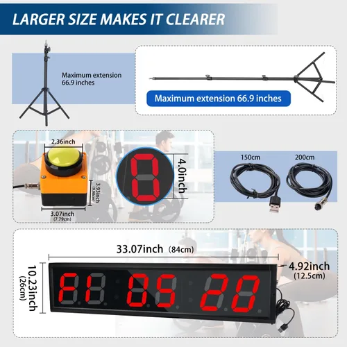 Miniatura 2 de Temporizador de fitness con botón de cronómetro, adecuado para escuela/examen/ejercicio en casa/gimnasio/fitness SMAHEAT Temporizador electrónico
