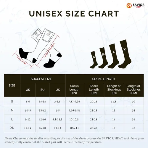Miniatura 7 de SAVIOR HEAT Calcetines térmicos para hombres y mujeres con control por aplicación, batería recargable, calefacción eléctrica, calcetines para esquí