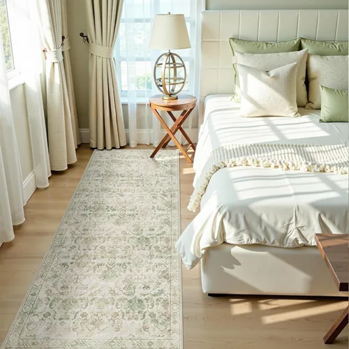 Miniatura 57 de Alfombra de área pequeña de 2 x 3 pulgadas, color beige, para entrada, baño, cocina, antideslizante, de pelo bajo, lavable, moderna alfombra bohemia
