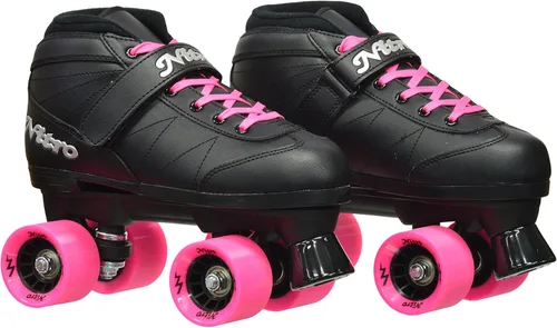Miniatura 2 de Epic Skates Súper nitro interior / exterior patines de rodillos de velocidad quad, negro / rosa, adulto 7
