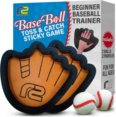 Juego de pelota para lanzar y atrapar, pelotas adhesivas fáciles de usar y guante de entrenamiento de béisbol para principiantes, paleta de juguete