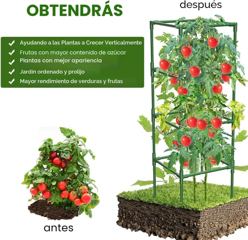 Miniatura 3 de Paquete de 3 Jaulas para Tomates, Estacas Cuadradas de Soporte para Plantas de Tomate, Jaulas Enrejado para Jardín, Verduras Trepadoras, Flores