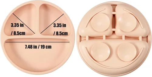 Miniatura 4 de PandaEar Paquete de 3 Platos para Niños Pequeños con 3 Cucharas, Plato de Succión Dividido 100% Silicona para Bebés, Sin BPA, Apto para Lavavajillas