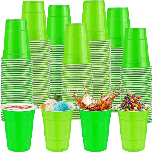 120 vasos de plástico desechables de color verde para el Día de San Patricio, vasos de plástico desechables de 12 onzas para fiesta, boda, St.