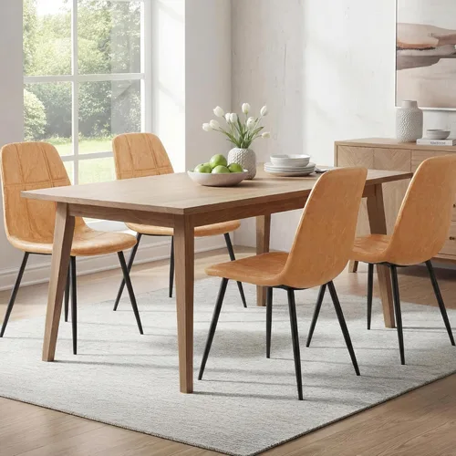 Miniatura 10 de VASAGLE Sillas de comedor, juego de 2 sillas de comedor, marco de metal, pies ajustables, fáciles de limpiar, piel sintética con textura glaciar