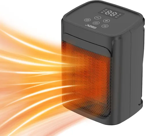 JNDRO Calentador de espacio portátil - Calentador de cerámica silencioso de 1500 W/700 W con termostato ajustable, calentamiento rápido para