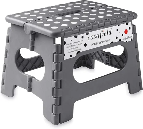 Miniatura 11 de Casafield Taburete plegable de 9 pulgadas con asa, negro, portátil, plegable, pequeño taburete de plástico para niños y adultos, uso en la cocina