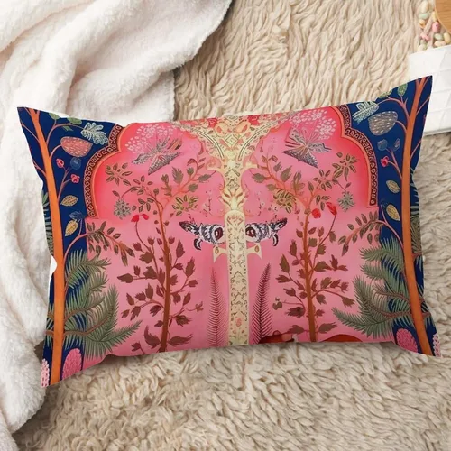Miniatura 16 de ArogGeld Funda de cojín lumbar asiática de estilo chinoiserie, de lino marrón, pájaro y flor, funda de almohada asiática para sala de estar, A-6