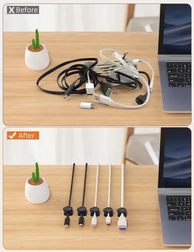 Miniatura 2 de Soporte para cables, paquete de 6 clips magnéticos para organizar cables, organizador de cables para mesita de noche, soporte de cable de carga