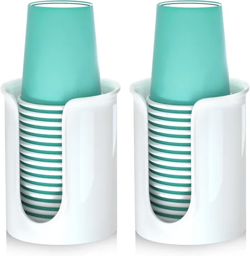Miniatura 13 de Portavasos de baño, paquete de 2 dispensadores de tazas de 3 onzas para encimera de tocador de baño, dispensador pequeño de vasos de papel para Negro
