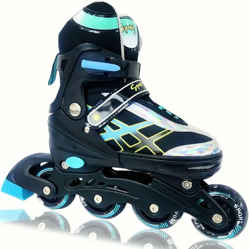 Patines en línea ajustables para niños y adolescentes de 4 a 16 años, todas las 8 ruedas de patines en línea se iluminan, seguras y divertidas para