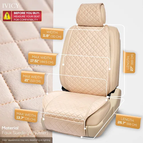Miniatura 3 de IVICY Funda de asiento delantero de automóvil de gamuza sintética, protector de asiento antideslizante para la mayoría de automóviles, SUV