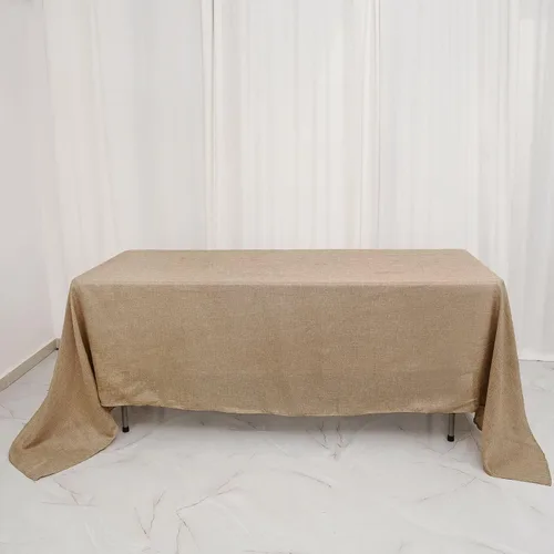 Miniatura 6 de Tableclothsfactory Mantel rectangular de yute natural de 54 x 96 pulgadas Mantel de mesa bohemio chic