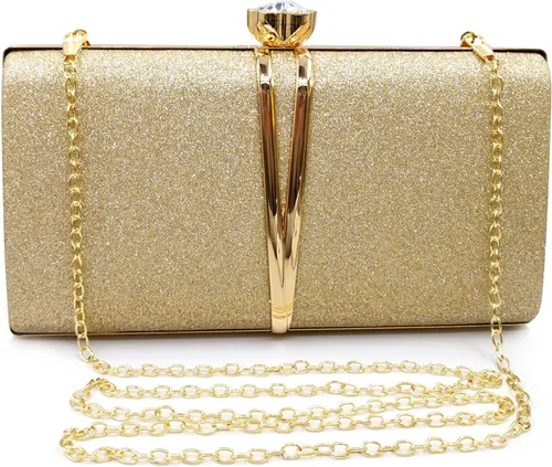 Aovtero - Bolso de mano para mujer con cadena, bolso de noche, para boda, fiesta de graduación o como bolso de novia
