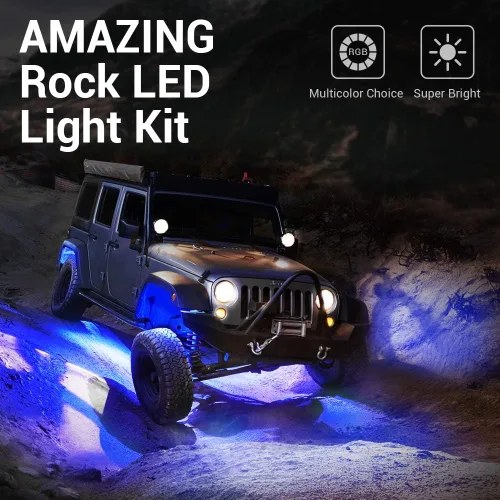 Miniatura 5 de MICTUNING Kit de luces LED RGB 2025 mejorado, 8 cápsulas de luz neón multicolor con control remoto RF a prueba de agua 12V para autos, camiones