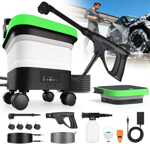 Lavadora a presión inalámbrica, lavadoras a presión portátiles con tanque de 3.5 galones, 7 lavadoras a presión portátiles de mano compatibles con