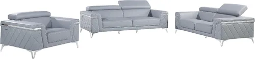 Miniatura 23 de Blackjack Furniture Amalfi - Juego de sofá de cuero italiano de grano superior para sala de estar con elegante diseño italiano, reposacabezas