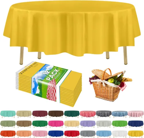 Miniatura 96 de Zimpleware - Mantel redondo de plástico para fiestas de 213 cm (84 pulgadas) de diámetro (paquete de 1, 6 y 12 unidades)