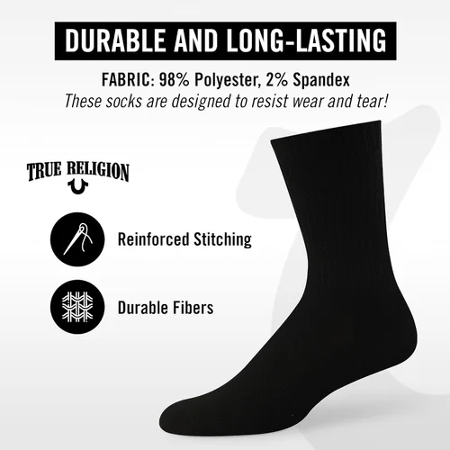 Miniatura 5 de True Religion Calcetines para hombre, 8 pares de calcetines deportivos para hombre, calcetines deportivos de primera calidad, talla de zapato 8-12