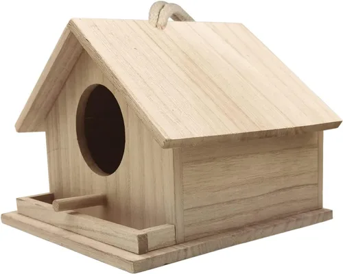 Casas de pájaros para exteriores, casas de pájaros azules para exteriores, colgante de madera, nido de pájaro pintado a mano, decoración de jardín y