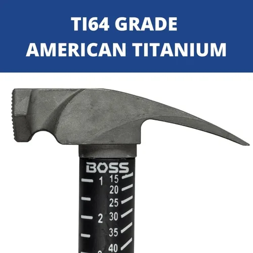 Miniatura 3 de Boss Hammer Martillo de titanio Ti64 de grado de construcción de 10 oz. con mango de fibra de vidrio Tough-Fiber resistente que absorbe los golpes