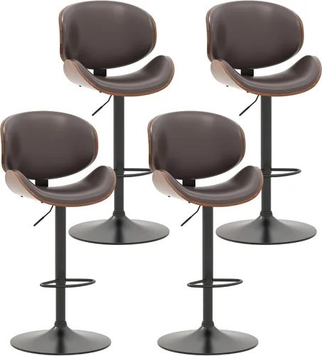 Miniatura 21 de KCC Juego de 2 taburetes de bar giratorios de altura ajustable, sillas de bar tapizadas de piel sintética con reposapiés, taburete de bar de madera