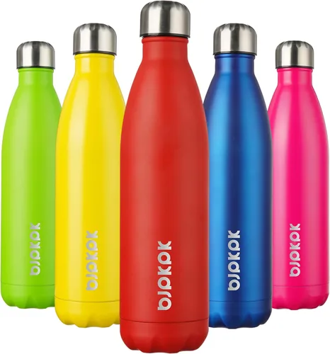 Miniatura 110 de BJPKPK Botellas de agua de acero inoxidable con aislamiento de 17 onzas, mantiene el frío y el calor, brillante oro rosa Oro rosa brillante