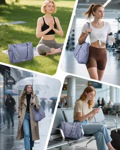 Miniatura 9 de sportsnew Bolsa para esterilla de yoga, bolsas de gimnasio para mujeres y hombres con bolsillo impermeable y gancho y bucle, almacenamiento de Gris