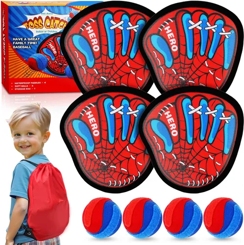 Juego de bolas de velcro para lanzar y atrapar, divertidos juguetes interactivos para niños, juguetes interactivos para exteriores, patio, piscina,