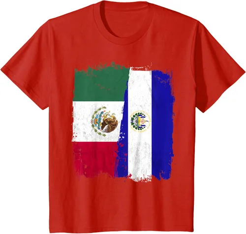 Miniatura 3 de Camiseta con la bandera mexicana de El Salvador con la mitad de la bandera mexicana de El Salvador