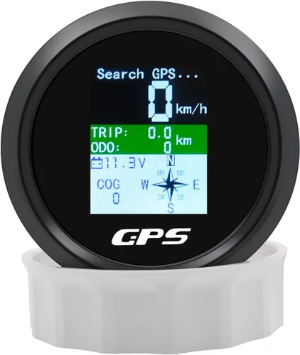 Miniatura 6 de KAOLALI Velocímetro GPS para embarcaciones de 85 mm, velocímetro GPS, odómetro, medidor de velocidad digital, impermeable, mph, nudos y km/h Negro